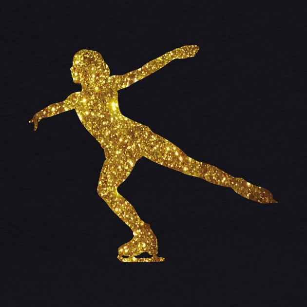 Figure Skater Silhouette Gold Figure Skating by Foxxy Merch